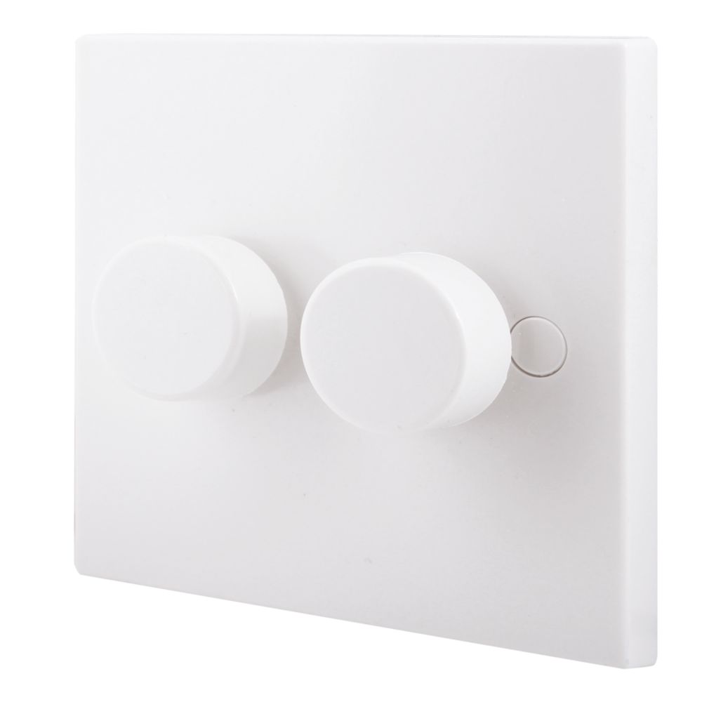 British General 900 Series 2Gang 2Way LED Dimmer Switch White Screwfix