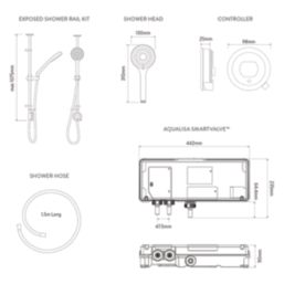 Aqualisa Optic Q Gravity-Pumped Ceiling-Fed Chrome Thermostatic Single Outlet Exposed Smart Shower with Adjustable Head
