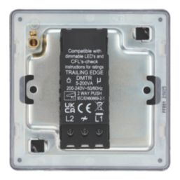 LAP  1-Gang 2-Way LED Dimmer Switch  Matt Black with Colour-Matched Inserts