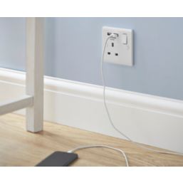 LAP  13A 1-Gang SP Switched Socket + 2.1A 10.5W 2-Outlet Type A USB Charger White