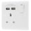 LAP  13A 1-Gang SP Switched Socket + 2.1A 10.5W 2-Outlet Type A USB Charger White