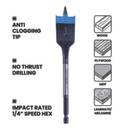 Spyder Stinger Hex Shank  Flat Wood Spade Bit Set 8 Pieces