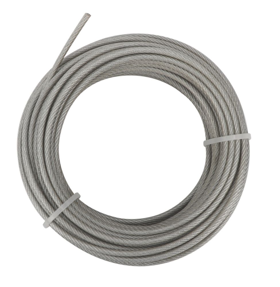 Essentials Wire Rope Transparent 4mm x 20m - Screwfix