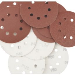 Titan   40/80/120/180 Grit 8-Hole Punched Multi-Material Sanding Sheets 125mm x 125mm 10 Pack