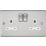 Knightsbridge  13A 2-Gang DP Switched Double Socket Brushed Chrome  with White Inserts