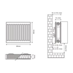 Flomasta 400mm x 600mm 1959BTU White Type 21 Convector Radiator