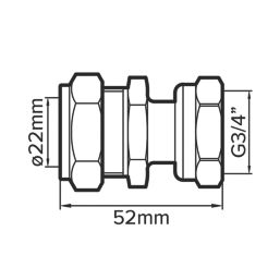 Flomasta  Brass Compression Straight Tap Connector 22mm x 3/4"
