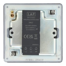 LAP  1-Gang 2-Way LED Dimmer Switch  Matt Black with Colour-Matched Inserts