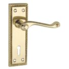 Smith & Locke  Fire Rated Lock Door Handles Pair Polished Brass