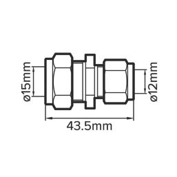 Flomasta  Brass Compression Reducing Coupler 15mm x 12mm