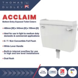 Thomas Dudley Ltd Acclaim Bottom-Entry Dual-Flush Lever Cistern 9Ltr