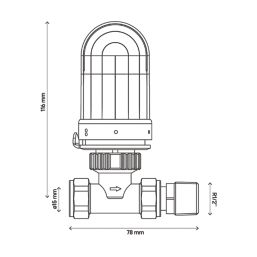 Flomasta  1/2" x 15mm Chrome Straight Modern Thermostatic Radiator Valve Head & Body
