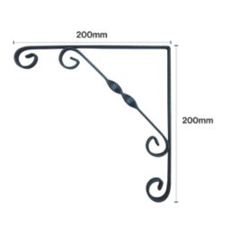 Essentials Ornamental Scroll Shelf Brackets Granite 200mm x 200mm 10 Pack