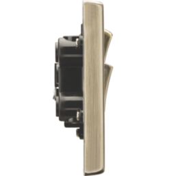 Knightsbridge  45A 2-Gang DP Cooker Switch & 13A DP Switched Socket Antique Brass with LED with Black Inserts