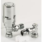 Danfoss RAS-D² 10/15mm x 1/2" Chrome Angled & L/S Modern Thermostatic Radiator Valve & Lockshield