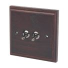 Varilight  10AX 2-Gang 2-Way Toggle Switch  Dark Oak
