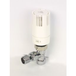 Myson TRV215AC 15mm x 1/2" Chrome/White Angled Standard Thermostatic Radiator Valve Head & Body