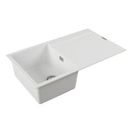 Carysil GD100-WH 1 Bowl Granite Composite Kitchen Sink White Reversible 860mm x 500mm