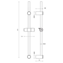 Swirl Round Shower Riser Rail ABS Matt Black 680mm