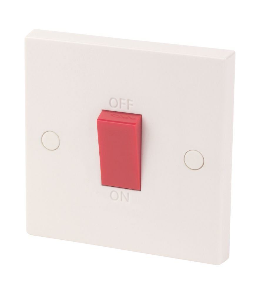 Essentials 45A 1-Gang DP Cooker Switch White - Screwfix