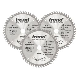 Trend CSB/165/3PK/A Wood TCT Circular Saw Blades 165mm x 20mm 48T 3 Pack