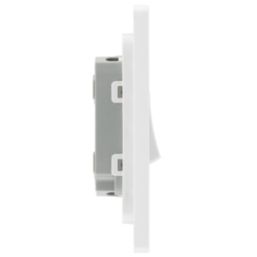 British General Evolve 20A 16AX 2-Gang 2-Way Light Switch  Brushed Steel with White Inserts