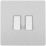 British General Evolve 20A 16AX 2-Gang 2-Way Light Switch  Brushed Steel with White Inserts