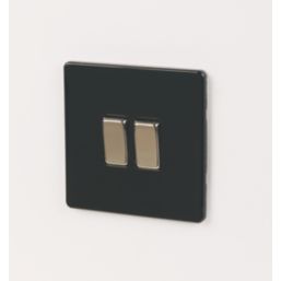 Varilight  10AX 2-Gang 2-Way Light Switch  Jet Black