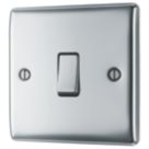 British General Nexus Metal 20A 16AX 1-Gang 2-Way Light Switch  Polished Chrome