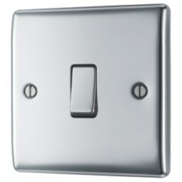 British General Nexus Metal 20A 16AX 1-Gang 2-Way Light Switch  Polished Chrome