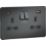 Knightsbridge  13A 2-Gang SP Switched Socket + 4.0A 20W 2-Outlet Type A & C USB Charger Anthracite with Black Inserts