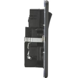 Knightsbridge  13A 2-Gang SP Switched Socket + 4.0A 20W 2-Outlet Type A & C USB Charger Anthracite with Black Inserts