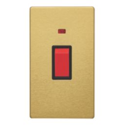 Contactum Lyric 45A 1-Gang DP Control Switch Brushed Brass with Neon with Black Inserts