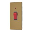 Contactum Lyric 45A 1-Gang DP Control Switch Brushed Brass with Neon with Black Inserts