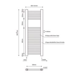 Flomasta 800mm x 300mm 543BTU Chrome Flat  Towel Radiator