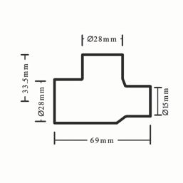 Flomasta  Copper End Feed Reducing Tee 28mm x 15mm x 28mm