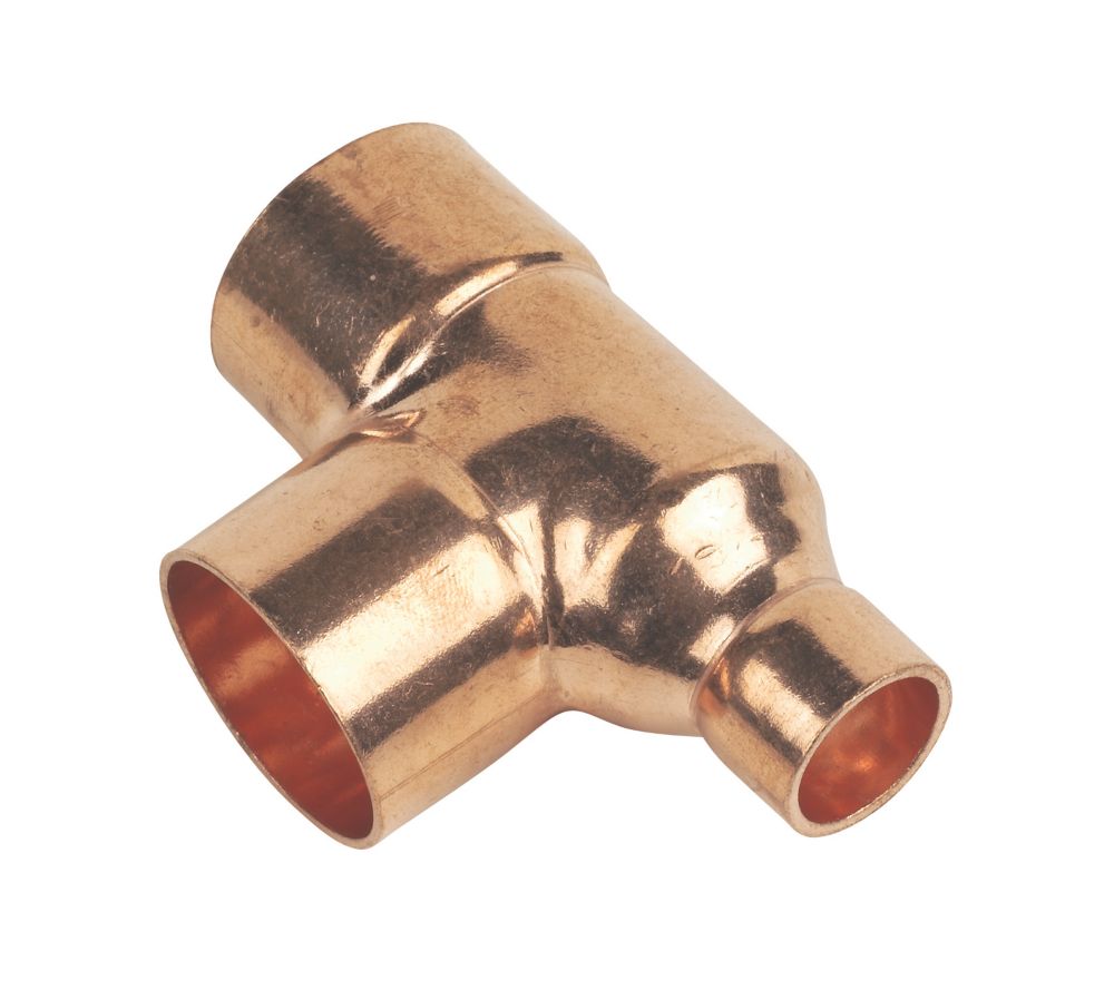 Flomasta Copper End Feed Reducing Tee 28mm x 15mm x 28mm Screwfix