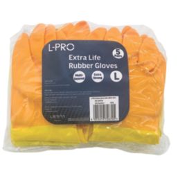 L-PRO Extra Life  Rubber Gloves Yellow Large 5 Pairs