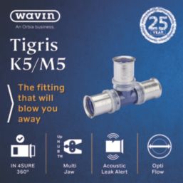 Wavin Tigris K5 Multi-Layer Composite Press-Fit Equal Tee 25mm 5 Pack