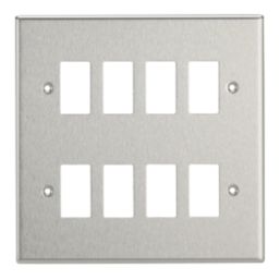 Contactum iConic 8-Module Grid Faceplate Brushed Steel