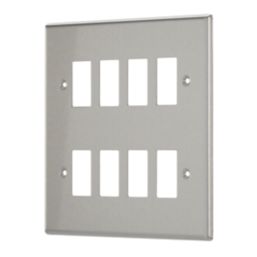 Contactum iConic 8-Module Grid Faceplate Brushed Steel