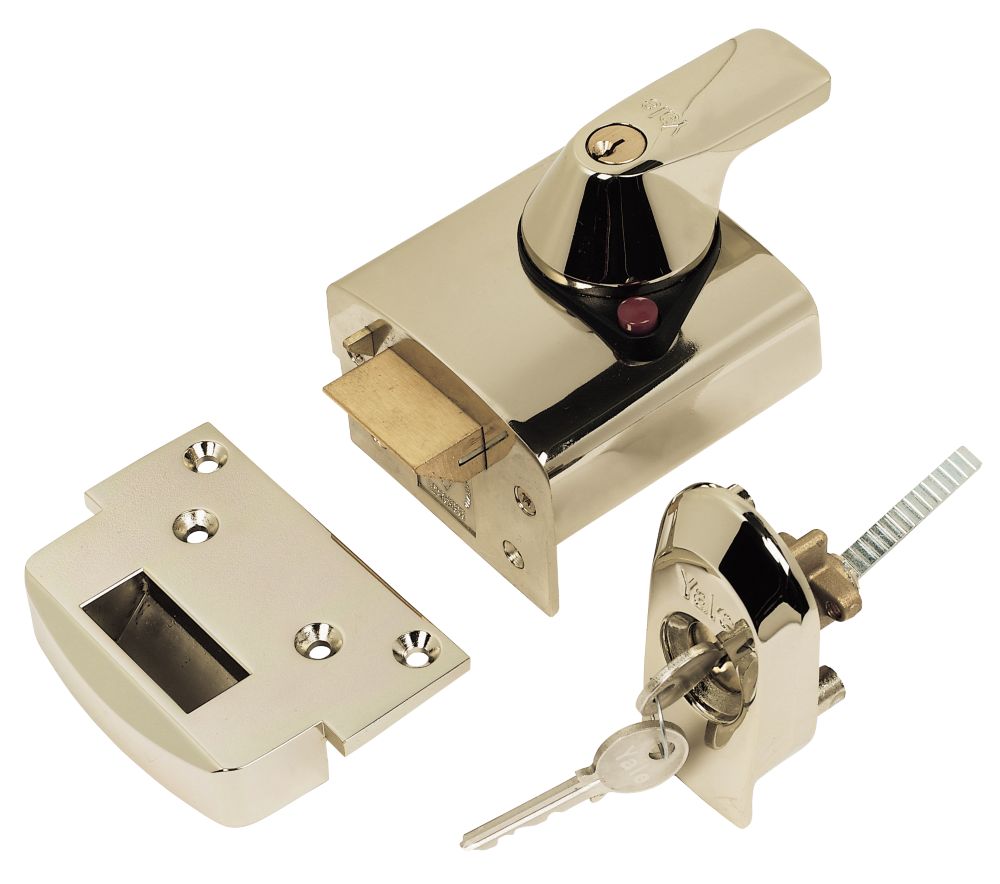 Yale 1 Star BS Night Latch Polished Brass 60mm Screwfix