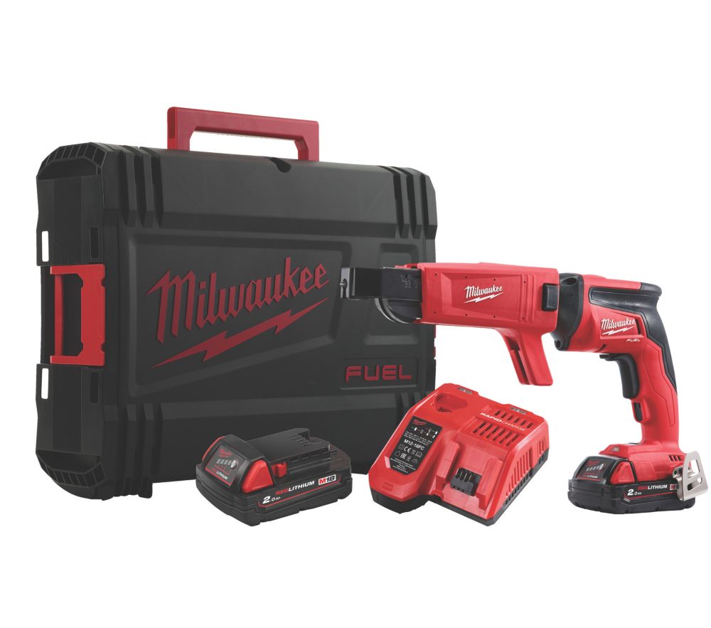 Milwaukee M12 BD-202C 12V 2 x 2.0Ah Li-Ion RedLithium Cordless Sub-Compact  Screwdriver - Screwfix