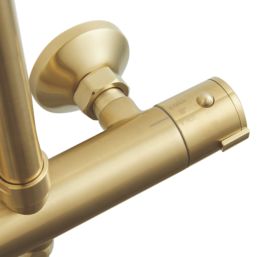 Highlife Bathrooms Spey Rear-Fed Exposed Brushed Brass Thermostatic Shower
