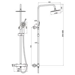 Highlife Bathrooms Spey Rear-Fed Exposed Brushed Brass Thermostatic Shower