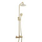 Highlife Bathrooms Spey Rear-Fed Exposed Brushed Brass Thermostatic Shower
