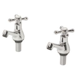 Swirl Traditional Chrome 82mm Cloakroom Cross Head 2 Tap Holes Basin Pillar Tap