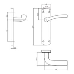 Cooke & Lewis Corfe Fire Rated Latch Lever on Backplate Handles Pair Polished Chrome 3 Pack