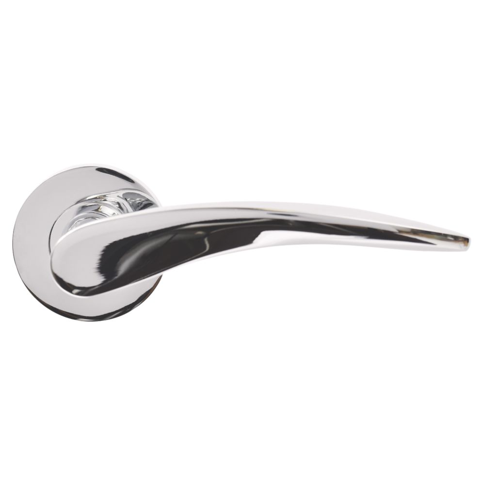 Jigtech Vecta Lever on Rose Door Handles Pair Polished Chrome - Screwfix