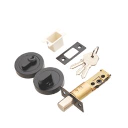 Security Solutions  1 Lever Matt Black Euro Locking Deadbolt Thumbturn Set 82mm Case - 60mm Backset